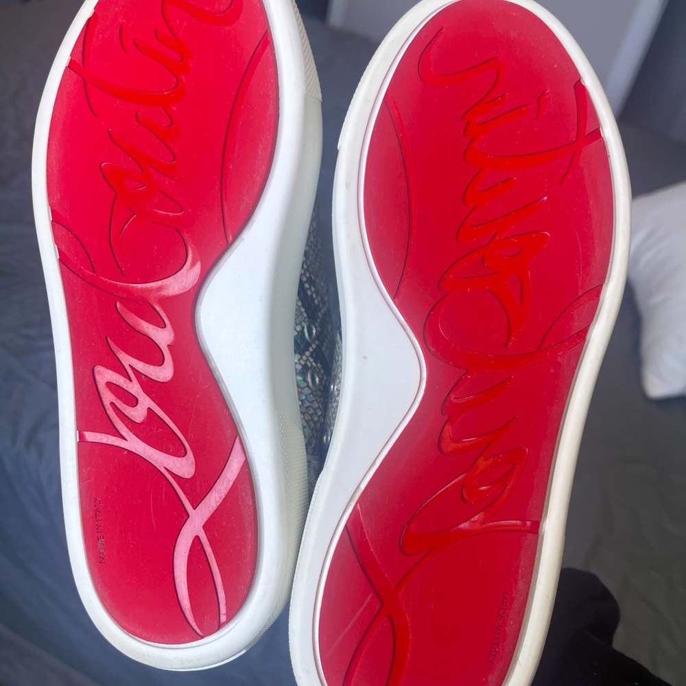 Christian Louboutin Vieirissima Snake-Print Red
Sole Sneakers SIZE 36 Excellent